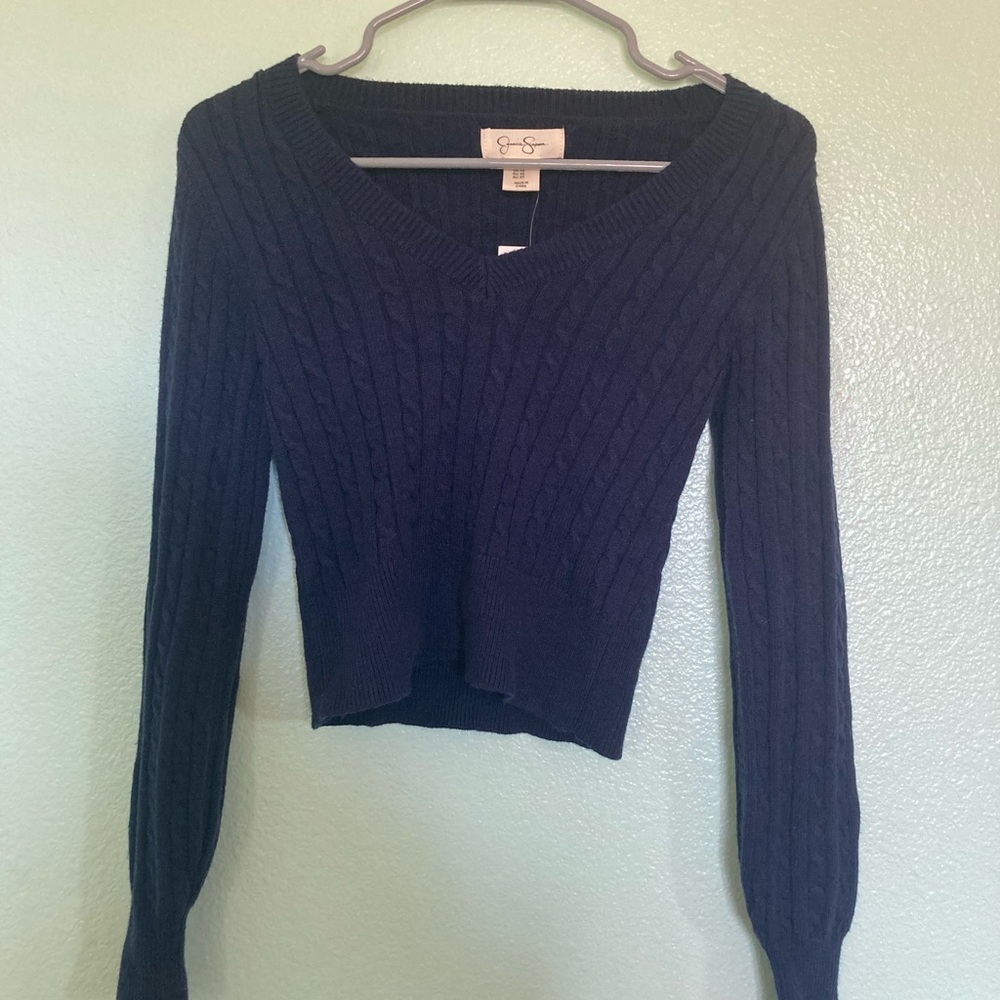 Navy Blue Cable Knit Sweater